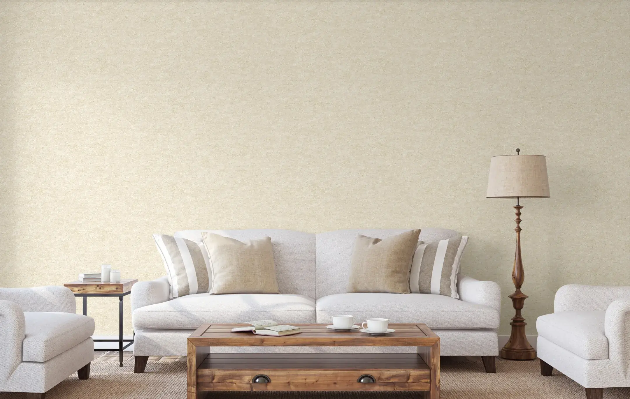 Cream Embossed Wallpaper – 3D Metallic (7815-1)